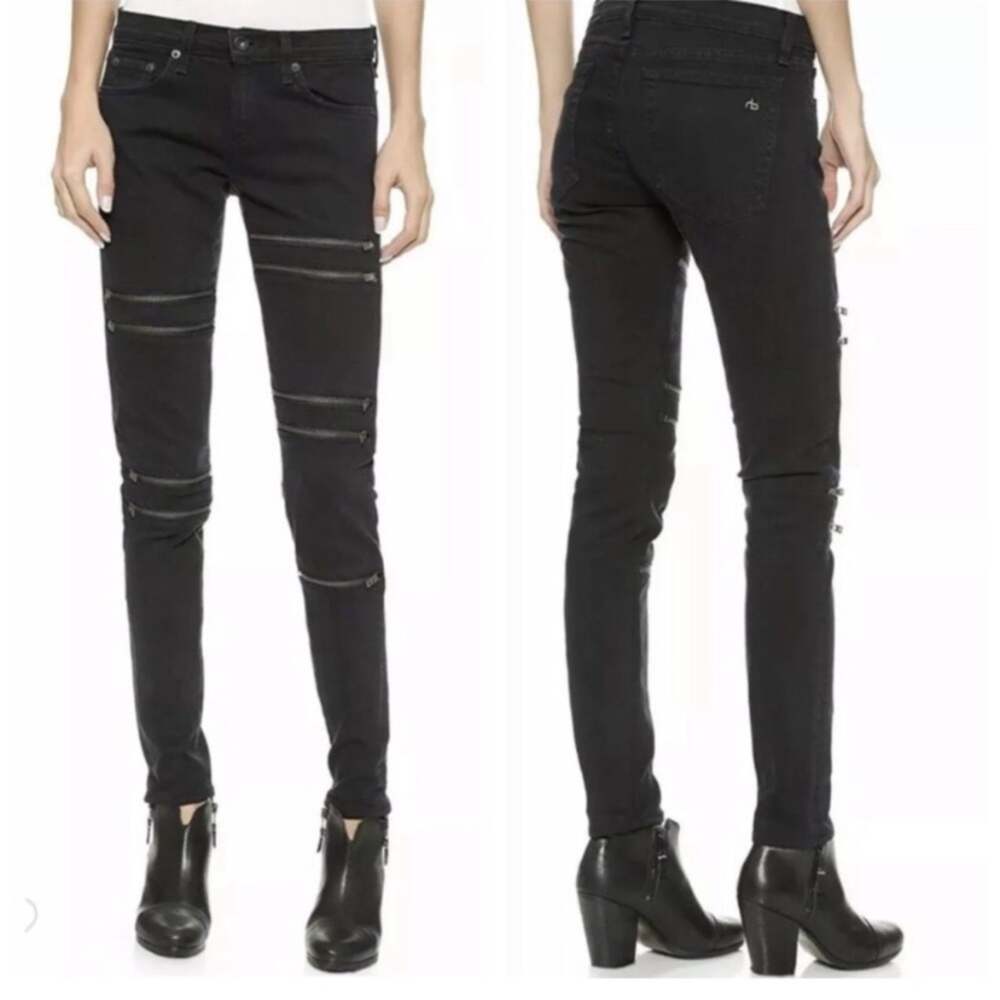 Rag & Bone Ordaz Jeans Aged Coal Skinny Zipper Size 25